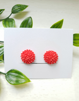 Ear clips "Flowers" red